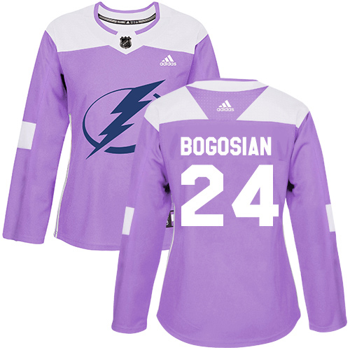 Adidas Tampa Bay Lightning #24 Zach Bogosian Purple Authentic Fights Cancer Women Stitched NHL Jersey->women nhl jersey->Women Jersey